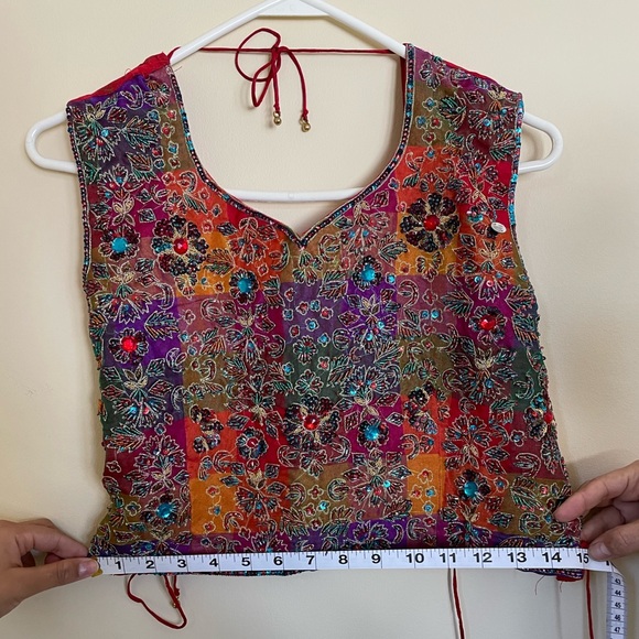 Red and Teal Lehenga - Three Pieces (Blouse, Lehenga Skirt, and Dupatta) - Picture 3 of 11